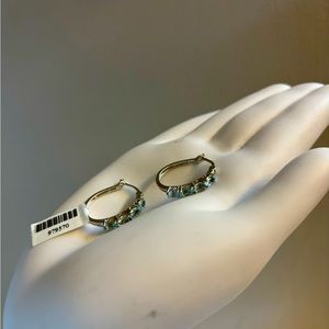 Sterling Silver Oval Hoop Earrings With Oval Aquamarine Stones